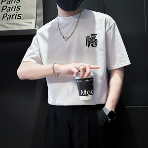 B323-DT60-特P38控58短袖T恤男社会小伙店主风圆领潮牌半袖衣服图片