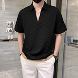 假两件短袖t恤POLO衫男潮牌高级感拼接提花社会小伙PL15/特P45，男装Polo衫，星座301C（原B323）