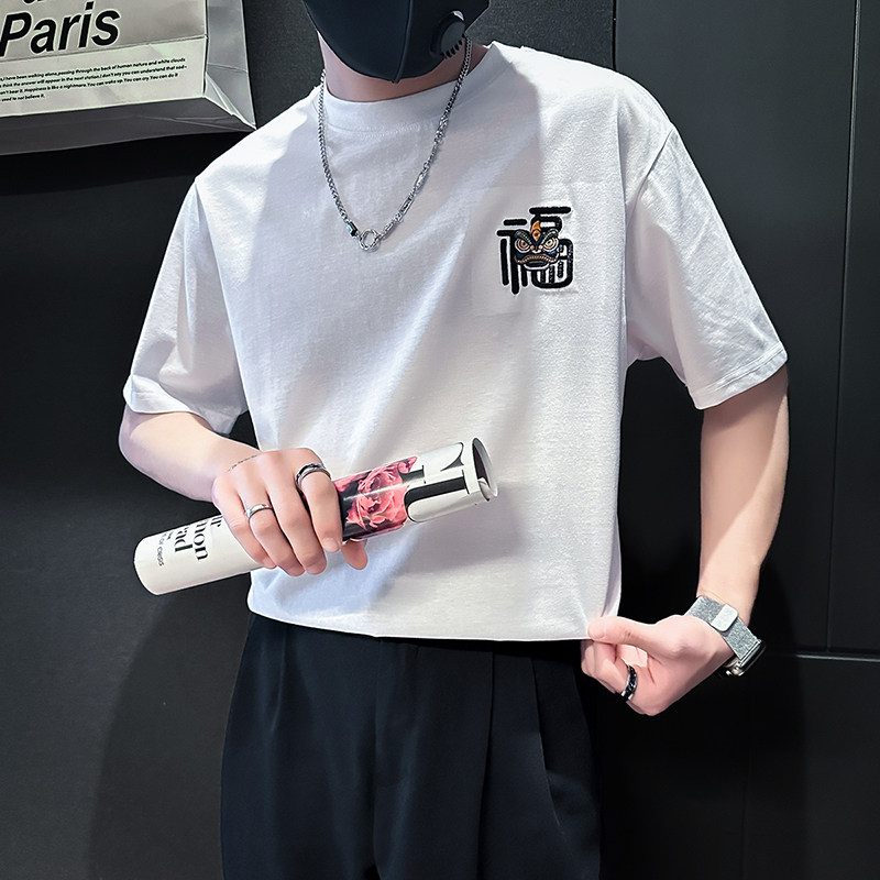 B323-DT60-特P38控58短袖T恤男社会小伙店主风圆领潮牌半袖衣服,男装T恤,星座301C（原B323）