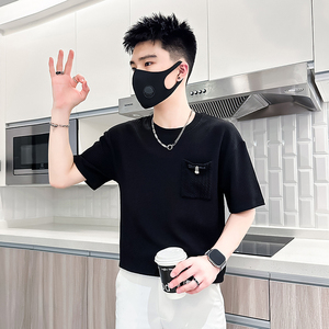 B323-DT70A-P48控68白色肌理感短袖男潮牌潮流韩版社会小伙T恤图片