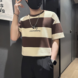 韩版ins街头撞色条纹短袖T恤男社会小伙店主风B323-DT36-P48，男装T恤，星座301C（原B323）
