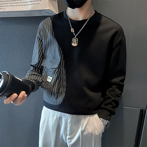 条纹拼接真口袋卫衣男设计感潮牌社会小伙长袖外套B323/WY09/P58,女装短外套,星座301C（原B323）