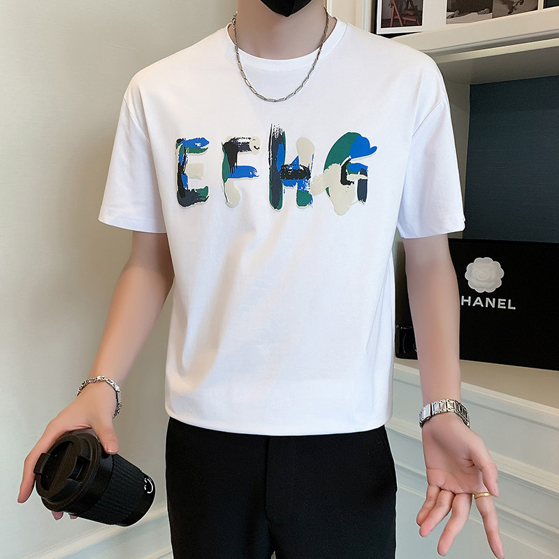 男士短袖T恤潮牌社会小伙时尚圆领印花上衣B323-DT04-特P38控58,男装T恤,星座301C（原B323）