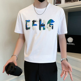 男士短袖T恤潮牌社会小伙时尚圆领印花上衣B323-DT04-特P38控58，男装T恤，星座301C（原B323）