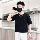 B323-DT70A-P48控68白色肌理感短袖男潮牌潮流韩版社会小伙T恤，男装T恤，星座301C（原B323）