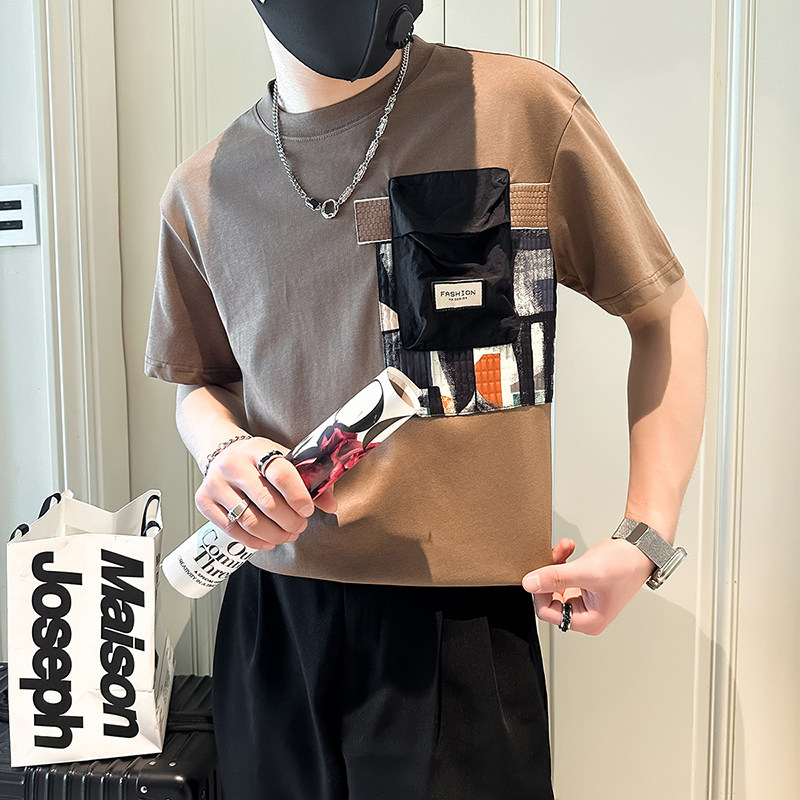 B323-DT63-P58控78短袖T恤男社会小伙店主风圆领潮流半袖衣服,男装T恤,星座301C（原B323）