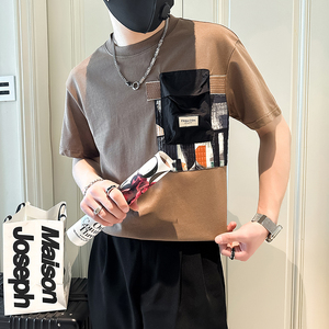 B323-DT63-P58控78短袖T恤男社会小伙店主风圆领潮流半袖衣服图片