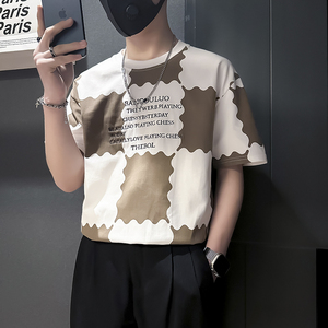 衣服男2025年新款短袖t恤印花社会小伙店主风B323-DT34-P48控68图片