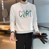 网红精神社会小伙卫衣男春秋款字母烫钻修身潮流两色WY03-P53，男装卫衣，星座301C（原B323）