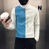 社会小伙毛衣男半高领中领修身拼色加厚针织衫B323-M46-P78控108，男装针织衫/毛衣，星座301C（原B323）