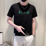 短袖T恤男潮牌社会小伙时尚圆领字母立体浮雕B323-DT09-特P48控68，男装T恤，星座301C（原B323）