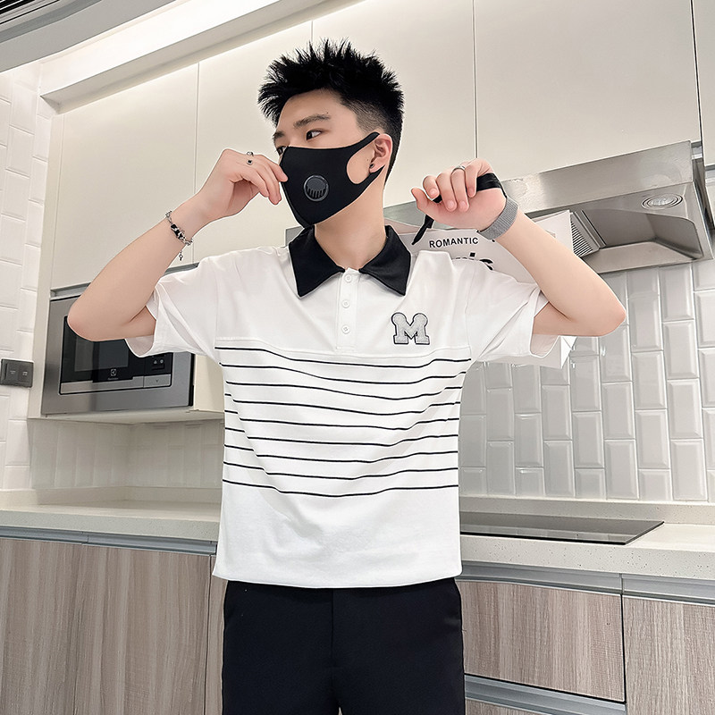 B323-PL23A-P55控75高级感短袖polo衫男潮牌潮流个性社会小伙T恤,男装T恤,星座301C（原B323）