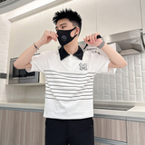 B323-PL23A-P55控75高级感短袖polo衫男潮牌潮流个性社会小伙T恤，男装T恤，星座301C（原B323）