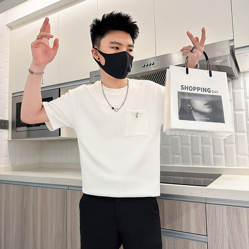 B323-DT70A-P48控68白色肌理感短袖男潮牌潮流韩版社会小伙T恤,男装T恤,星座301C（原B323）