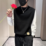 抖音假两件毛衣男高级感潮牌秋冬拼接社会小伙B323-M35-P88，男装针织衫/毛衣，星座301C（原B323）