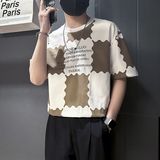 衣服男2025年新款短袖t恤印花社会小伙店主风B323-DT34-P48控68，男装T恤，星座301C（原B323）
