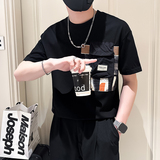 B323-DT63-P58控78短袖T恤男社会小伙店主风圆领潮流半袖衣服，男装T恤，星座301C（原B323）