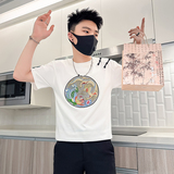 B323-DT67A-特P48控68风短袖T恤男刺绣盘扣设计感社会小伙，男装T恤，星座301C（原B323）