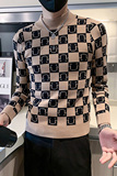 社会小伙半高领毛衣男格子潮牌ins痞帅炸街秋冬款三色M19-P68，男装针织衫/毛衣，星座301C（原B323）