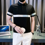短袖polo衫男潮牌痞帅高级感拼接男装衣服社会B323/PL12/特P58，男装T恤，星座301C（原B323）