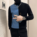 社会小伙毛衣男半高领中领修身拼色加厚针织衫B323-M46-P78控108，男装针织衫/毛衣，星座301C（原B323）