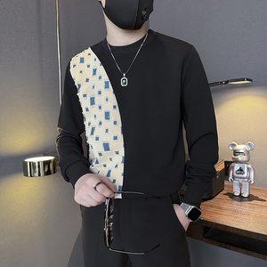 潮牌拼接卫衣男撞色长袖社会小伙店主风外套B323/WY22B/P58控78图片