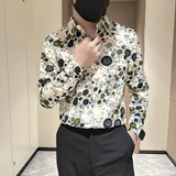 长袖衬衫男社会小伙印花高级感时尚网红衬衣B323/CS03/P50，男装衬衫，星座301C（原B323）