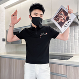 B323-PL24A-P48控68风刺绣Polo衫男短袖夏季修身T恤社会小伙，男装T恤，星座301C（原B323）