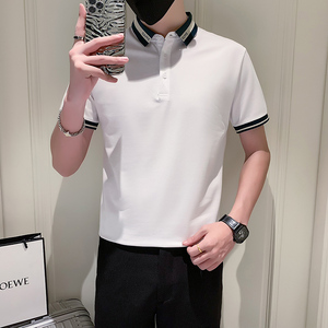 社会小伙短袖polo衫男修身潮流时尚抖音PL03/特P48控68图片