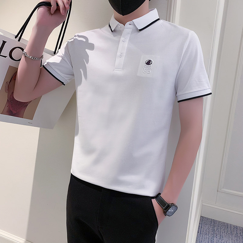 社会小伙短袖polo衫男宇航员浮雕图案PL04/P55控75,男装Polo衫,星座301C（原B323）