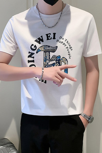 夏季短袖T恤男修身潮流时尚字母社会小伙体恤B323-DT06-特P38控58图片