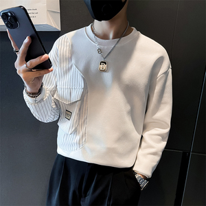 条纹拼接真口袋卫衣男设计感潮牌社会小伙长袖外套B323/WY09/P58图片