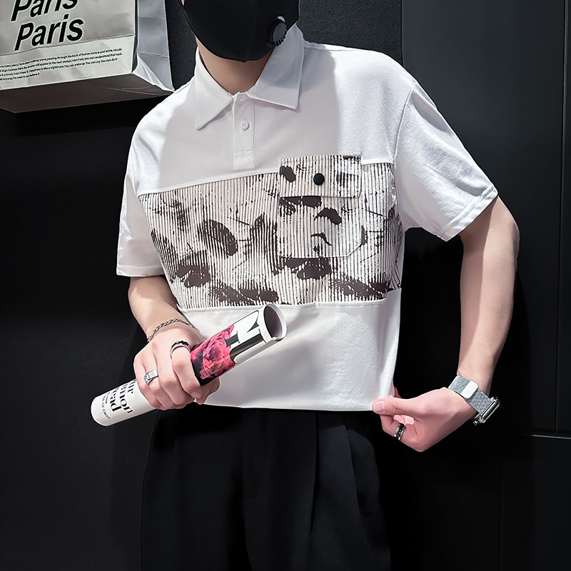 短袖男款polo衫2025夏季新款高级感社会小伙店主风B323-PL18-P55,男装Polo衫,星座301C（原B323）