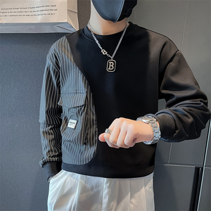 条纹拼接真口袋卫衣男设计感潮牌社会小伙长袖外套B323/WY09/P58图片