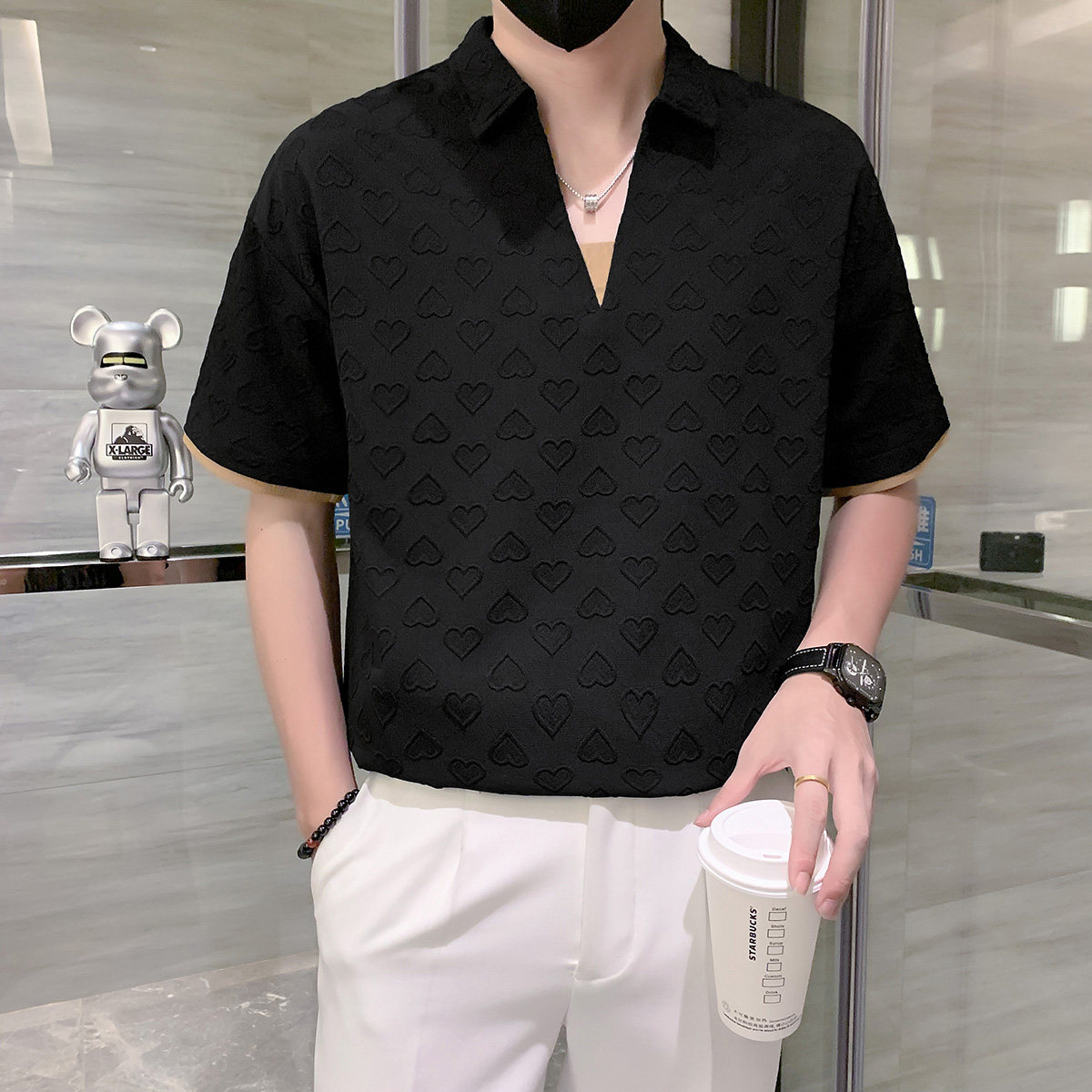 假两件短袖t恤POLO衫男潮牌高级感拼接提花社会小伙PL15/特P45,男装Polo衫,星座301C（原B323）