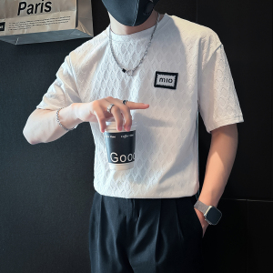 B323-DT51-P48控68短袖T恤男社会小伙店主风圆领时尚潮牌半袖衣服图片