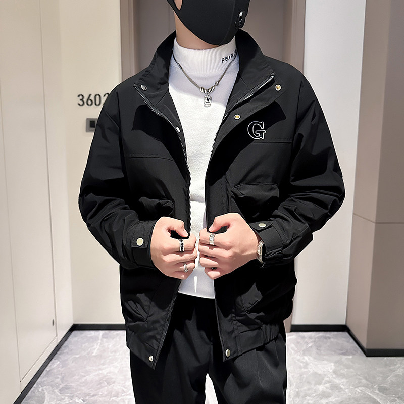 抖音高级感外套男潮牌痞帅社会小伙男装夹克B323-JK05-P98,男装夹克,星座301C（原B323）