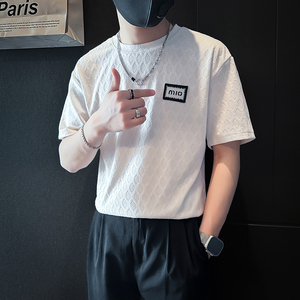 B323-DT51-P48控68短袖T恤男社会小伙店主风圆领时尚潮牌半袖衣服图片