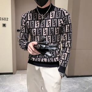 精神社会小伙半高领毛衣男修身型潮牌高级感针织衫 M16-P68控98图片