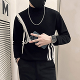 抖音社会小伙毛衣男半高领撞色针织打底衫B323-M38-P78控108，男装T恤，星座301C（原B323）