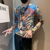 2023新款秋冬毛衣男圆领杂乱条纹设计感社会小伙潮两色M20-P78，男装针织衫/毛衣，星座301C（原B323）