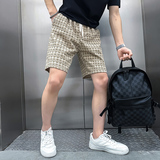 B323-DK16-P48控68社会小伙店主风潮流百搭菱形图案休闲短裤五分，男装牛仔裤，星座301C（原B323）