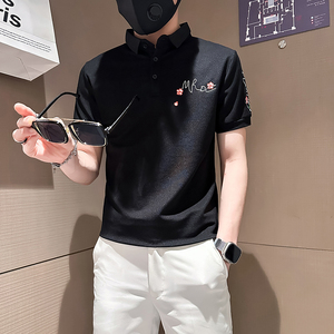 B323-PL24-P48控68社会小伙短袖POLO衫店主风痞帅百搭半袖衣服图片