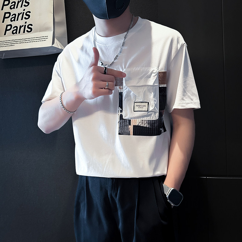 B323-DT63-P58控78短袖T恤男社会小伙店主风圆领潮流半袖衣服,男装T恤,星座301C（原B323）