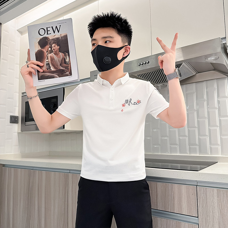 B323-PL24A-P48控68风刺绣Polo衫男短袖夏季修身T恤社会小伙,男装T恤,星座301C（原B323）