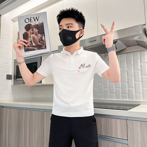 B323-PL24A-P48控68风刺绣Polo衫男短袖夏季修身T恤社会小伙图片
