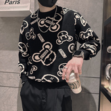 抖音社会小伙毛衣男小熊提花高品质针织衫B323-M41A-P68控98，男装针织衫/毛衣，星座301C（原B323）