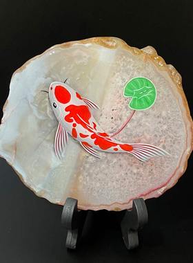 纯手绘书房饰品玛瑙摆件现代