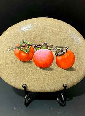 石头摆件现代书房手绘