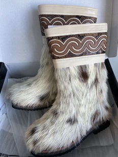 蒙古女士马毛靴防滑雪地靴民族风手工皮毛一体棉靴 新款 37码 冬季